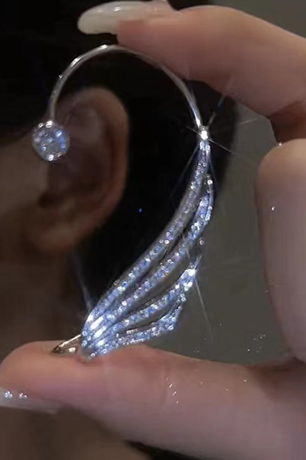 Sparkling Rhinestone Wing Ear Clip Hollow Out Ear Hook