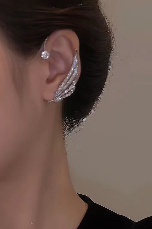 Sparkling Rhinestone Wing Ear Clip Hollow Out Ear Hook