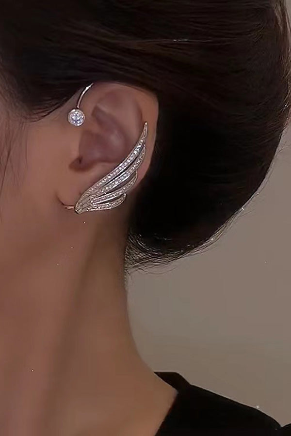 Sparkling Rhinestone Wing Ear Clip Hollow Out Ear Hook