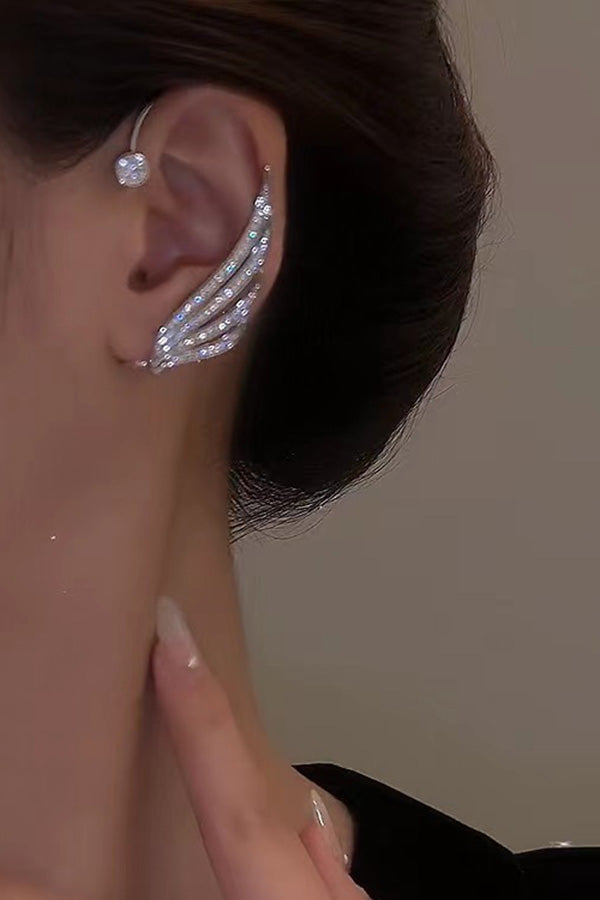 Sparkling Rhinestone Wing Ear Clip Hollow Out Ear Hook