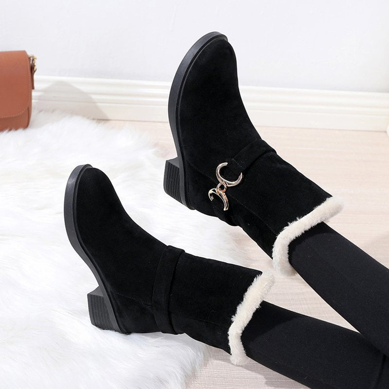 Faux Suede Plain Winter Thick Bottom Cotton-Padded Boots