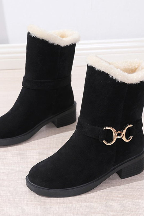 Faux Suede Plain Winter Thick Bottom Cotton-Padded Boots