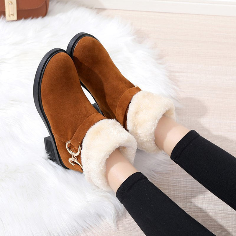 Faux Suede Plain Winter Thick Bottom Cotton-Padded Boots