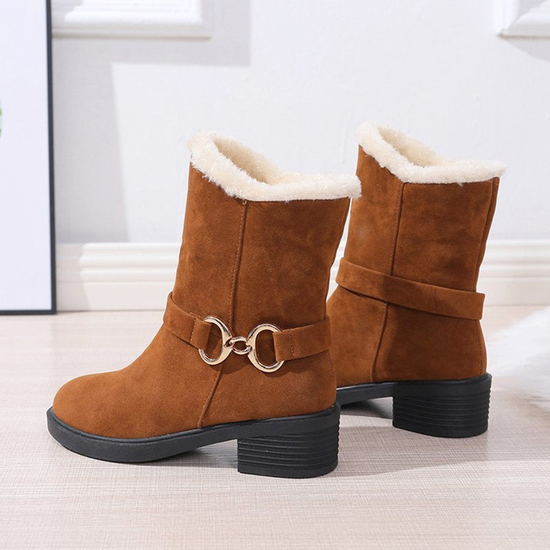 Faux Suede Plain Winter Thick Bottom Cotton-Padded Boots