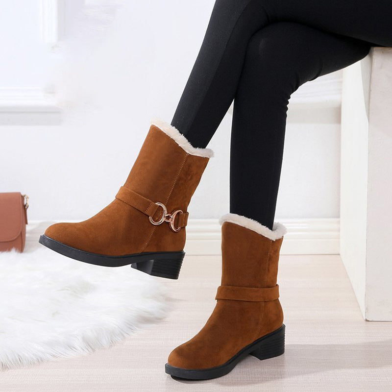 Faux Suede Plain Winter Thick Bottom Cotton-Padded Boots