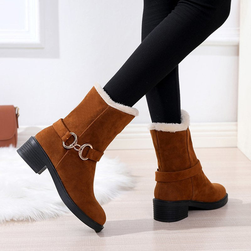 Faux Suede Plain Winter Thick Bottom Cotton-Padded Boots