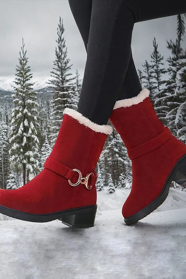 Faux Suede Plain Winter Thick Bottom Cotton-Padded Boots