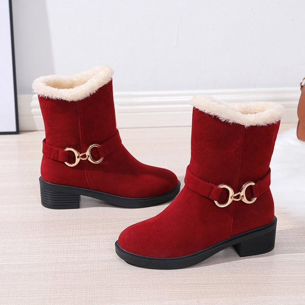 Faux Suede Plain Winter Thick Bottom Cotton-Padded Boots