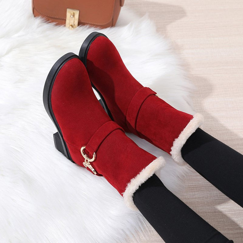 Faux Suede Plain Winter Thick Bottom Cotton-Padded Boots