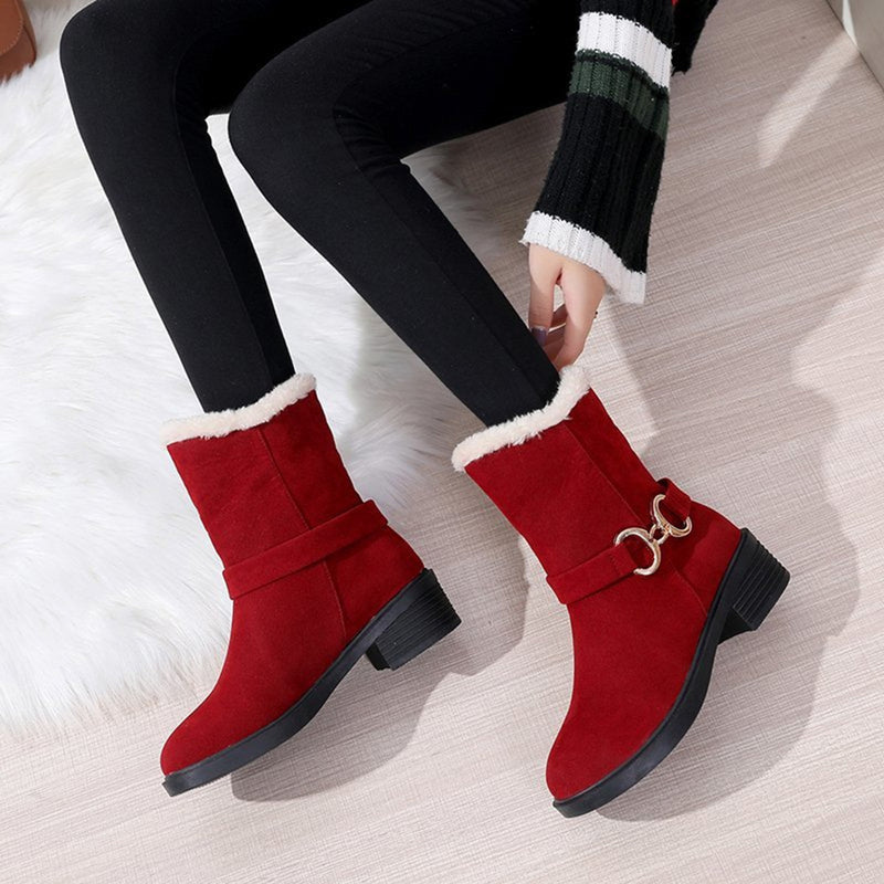 Faux Suede Plain Winter Thick Bottom Cotton-Padded Boots