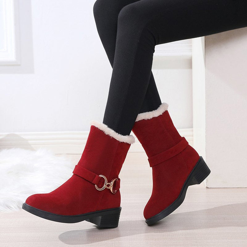 Faux Suede Plain Winter Thick Bottom Cotton-Padded Boots