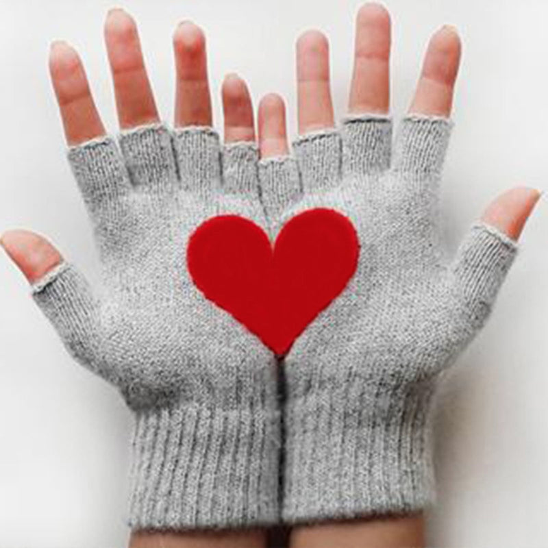 Warm And Thickened Love Half Finger Gloves