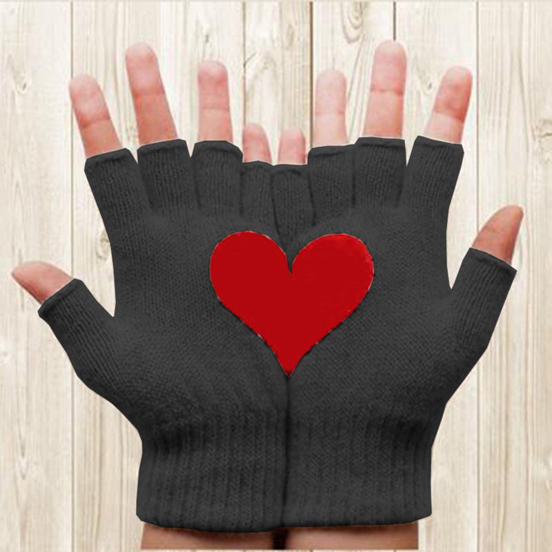 Warm And Thickened Love Half Finger Gloves