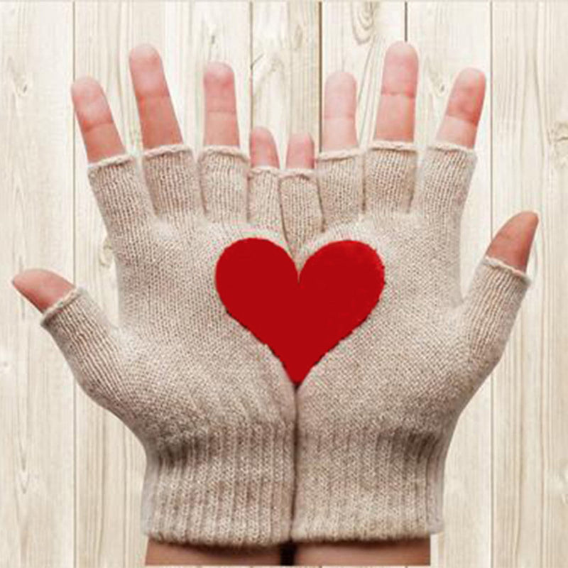 Warm And Thickened Love Half Finger Gloves