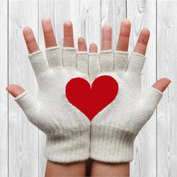 Warm And Thickened Love Half Finger Gloves