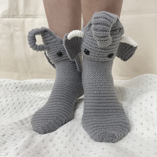 Creative Elephant Knitted Socks