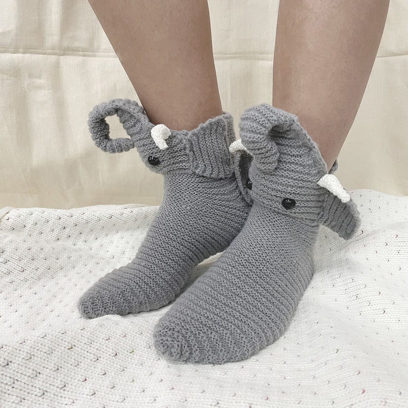 Creative Elephant Knitted Socks