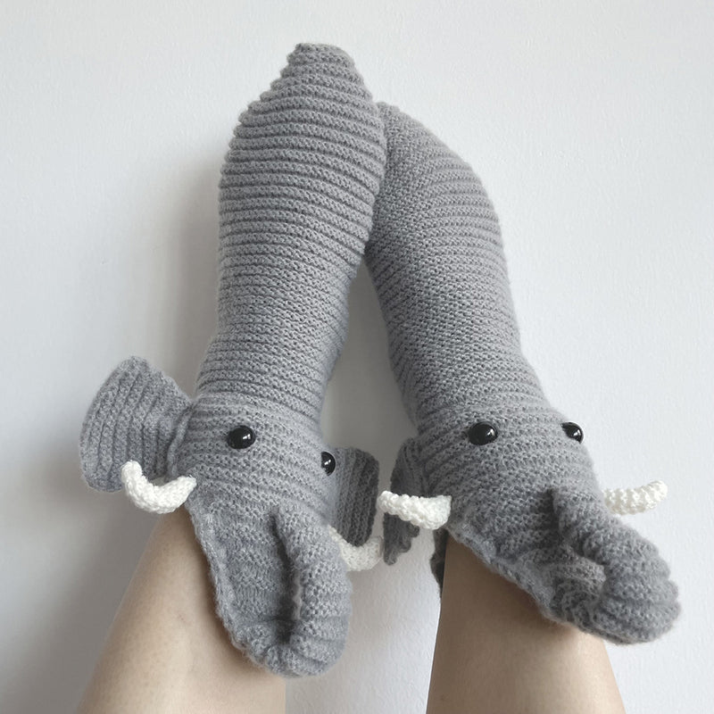 Creative Elephant Knitted Socks