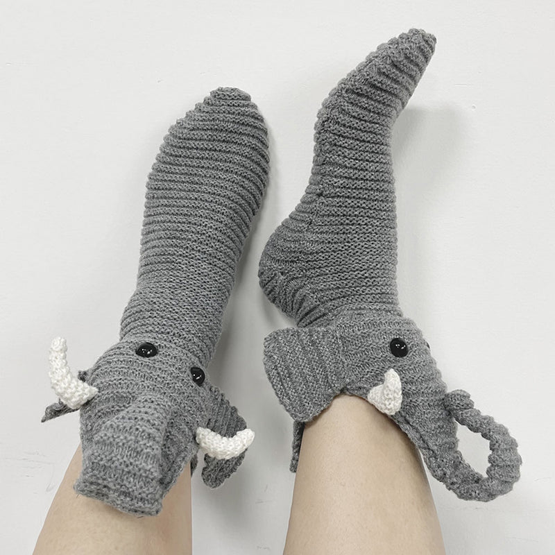 Creative Elephant Knitted Socks