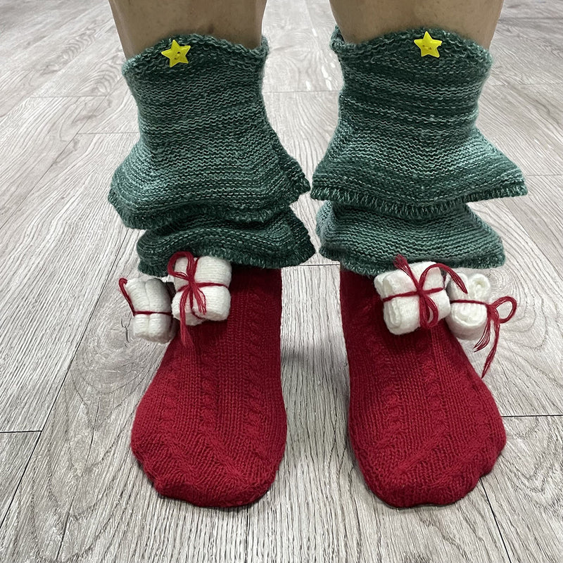 Creative Christmas Tree Knitted Socks