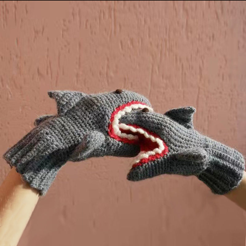 Christmas Creative Shark Knitted Gloves