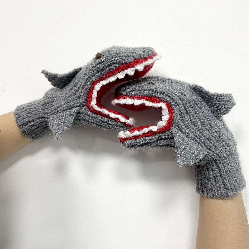 Christmas Creative Shark Knitted Gloves