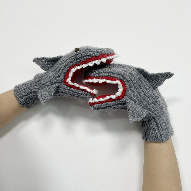 Christmas Creative Shark Knitted Gloves