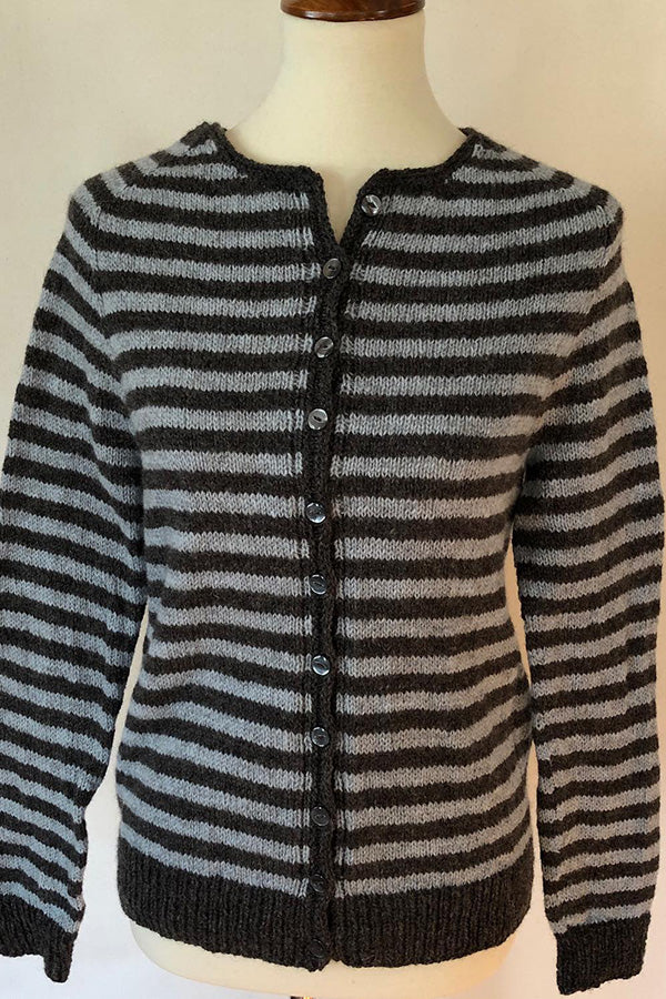 Striped Long Sleeve Wool Cardigan