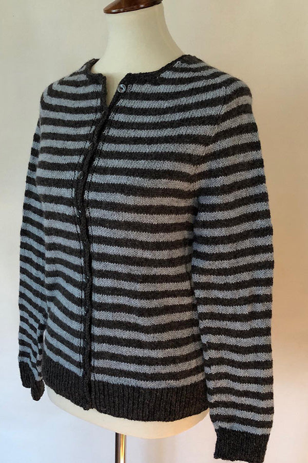 Striped Long Sleeve Wool Cardigan