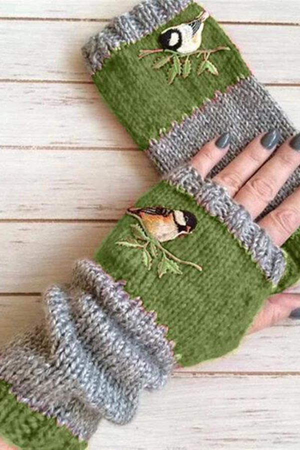 Warm Embroidered Gloves