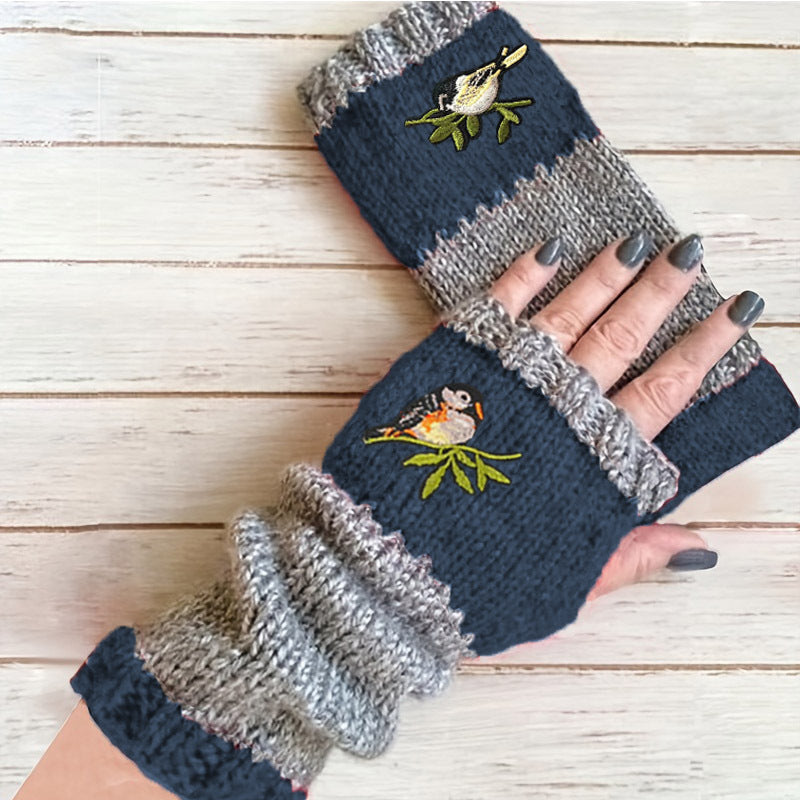 Warm Embroidered Gloves