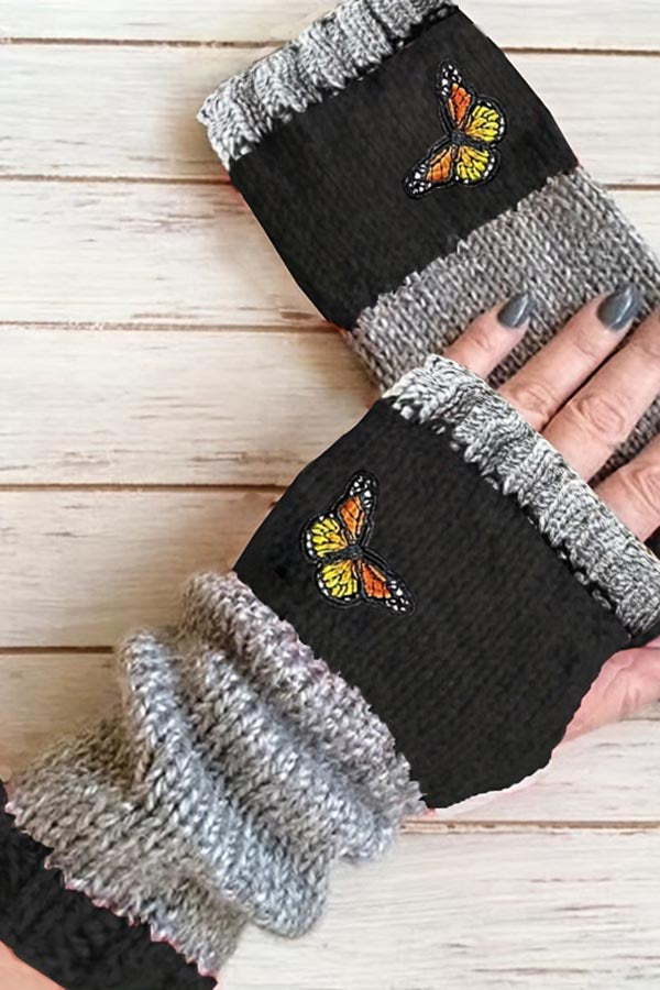 Warm Embroidered Gloves