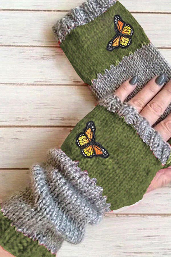 Warm Embroidered Gloves