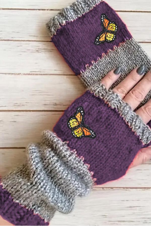 Warm Embroidered Gloves