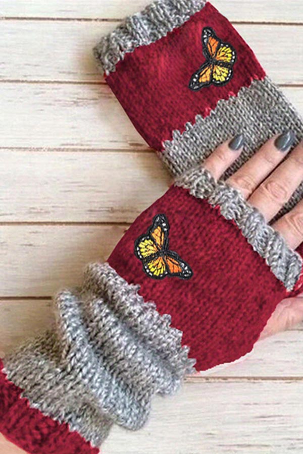 Warm Embroidered Gloves