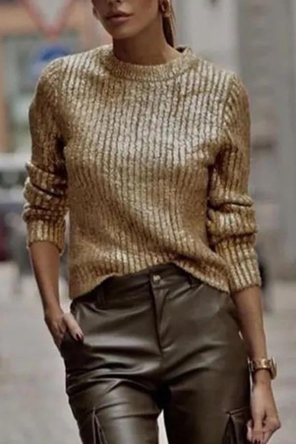 Freda Textured Metallic Knit Sweater