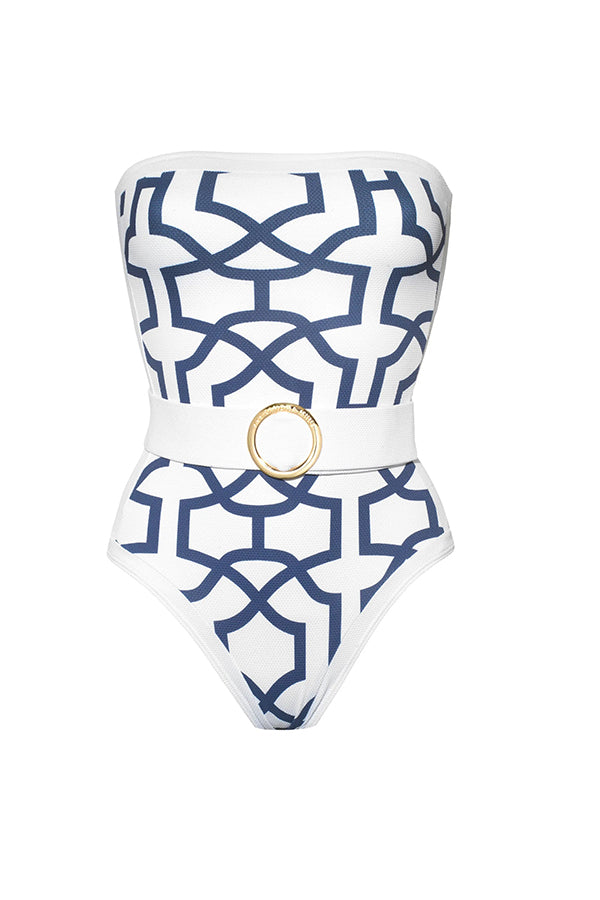 Tile Print Swimsuit and Cover-up