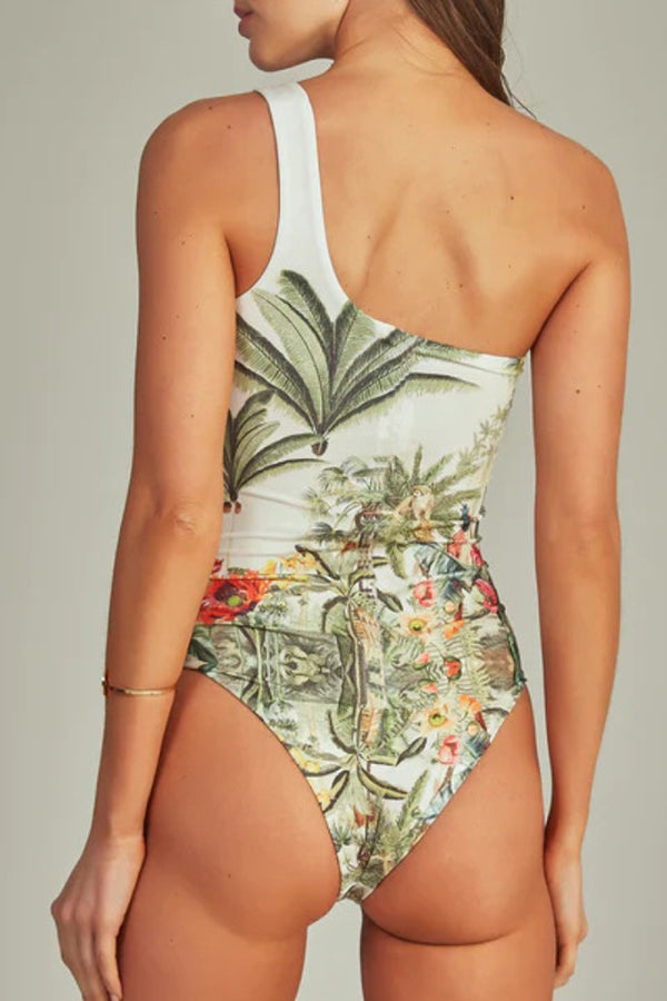 Beach Print Swimsuit and Cover-Up