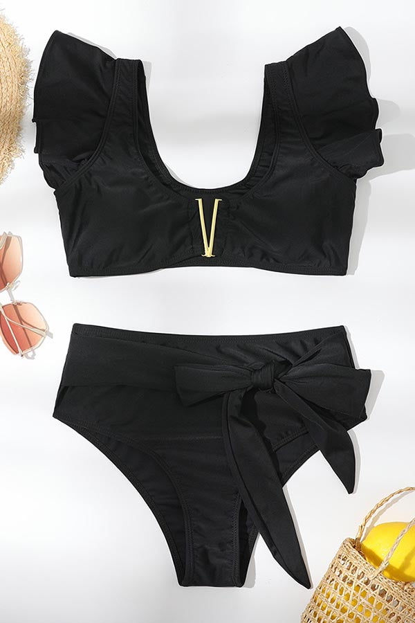 Ruffled Black Bikini