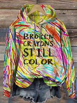 Unisex Broken Crayons Still Color Print Hooded Sweatshirt