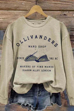 Ollivanders Wand Shop Wizard Book Shop Wizard Ook Nerd Casual Print Sweatshirt