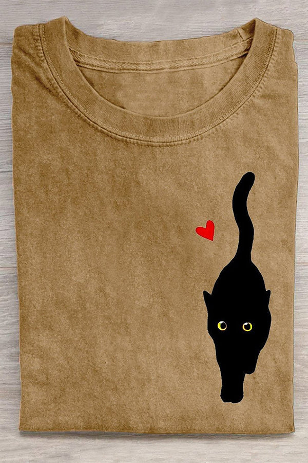 Cat Print Art Design T-Shirt