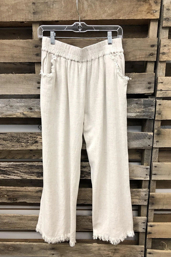 Cotton and Linen Wide Leg Casual Pants