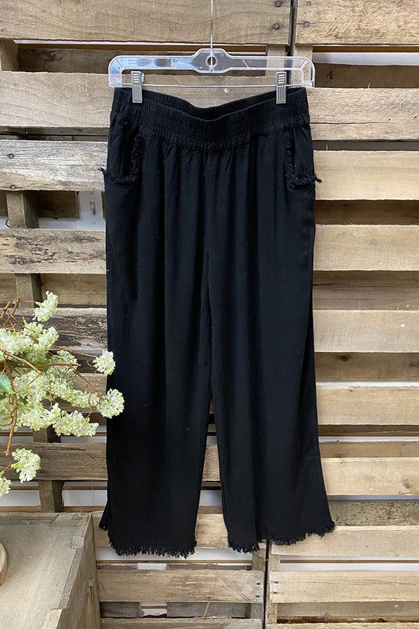 Cotton and Linen Wide Leg Casual Pants