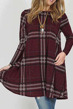 Women's Plaid Casual Flowing Loose Waist Dress