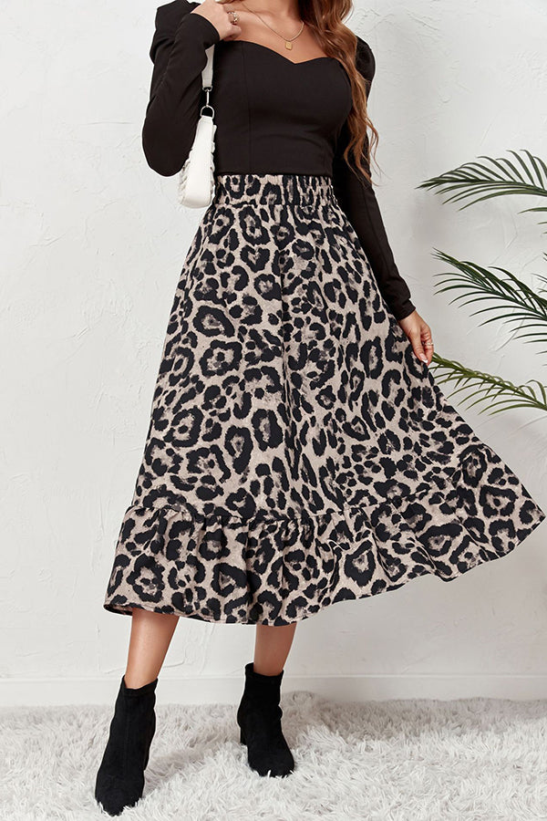 Autumn Personalized Leopard Print Long Skirt