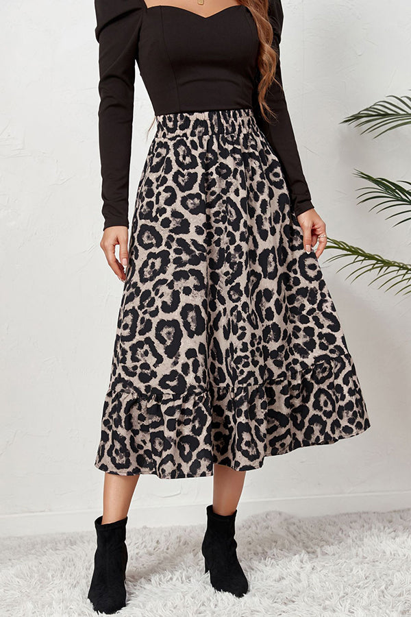 Autumn Personalized Leopard Print Long Skirt