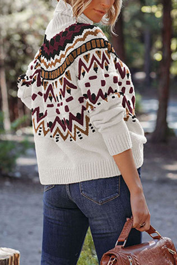 Retro Striped Patchwork Contrast Sweater