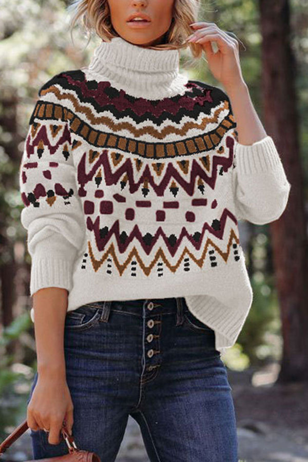 Retro Striped Patchwork Contrast Sweater