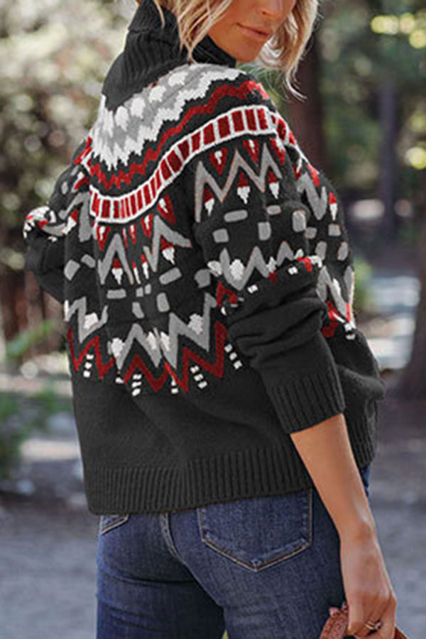 Retro Striped Patchwork Contrast Sweater